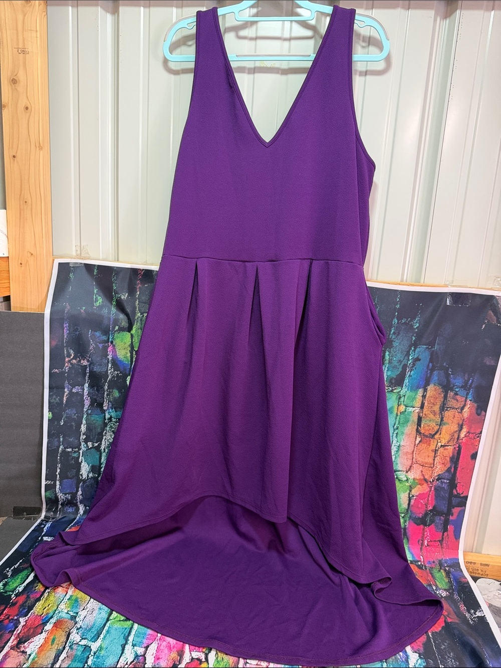Sleeveless V‑Neck High‑Low Dress in Rich Purple